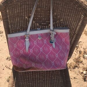 Dooney & Bourke Pink Tote Bag with White Trim